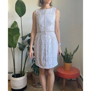 Ivory Nude Crochet Sleeveless Cocktail Dress